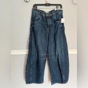 NWT We The Free Dark Blue Barrel Jeans